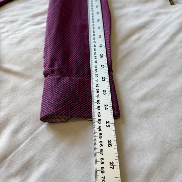 John Lennon Mens Geometric Casual Dress Shirt Fuchsia‎ Small Flip Cuffs Preppy - Picture 14 of 16